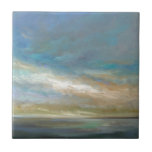 Coastal Clouds with Ocean Tile<br><div class="desc">An amazing coastal painting of that stunning Californian shoreline as depicted by Sheila Finch. This nature inspired landscape takes a touch of the familiar and applies a modern touch in this colourful piece of art brought to you by World Art Group. Light breaking through clouds over a calm ocean that...</div>