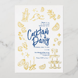 Coastal Cocktail Party Foil Invitation