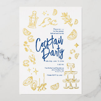 Coastal Cocktail Party Foil Invitation
