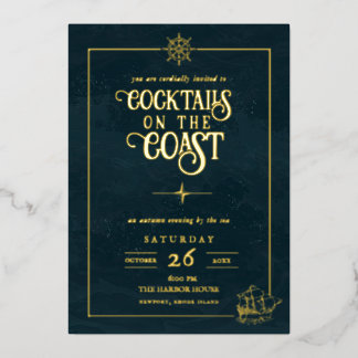 Coastal Cocktail Party Invitation | Nautical Gold