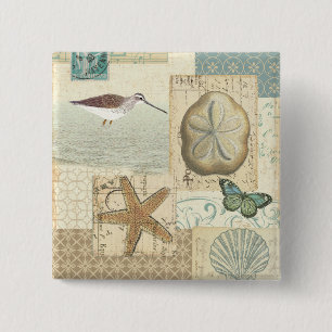 Coastal Collage 15 Cm Square Badge