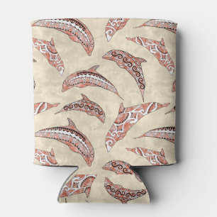 Coastal Coral Hawaiian Tribal Dolphins Can Cooler