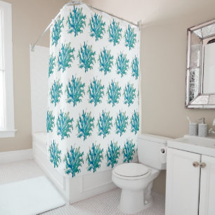 Coastal Coral Reef Pattern Shower Curtain