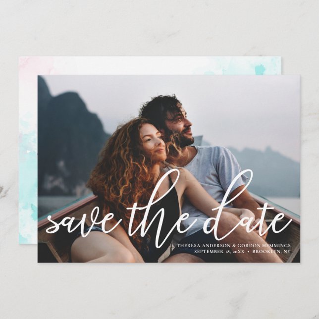 Coastal Coral Reef Photo Save The Date Invitation (Front/Back)