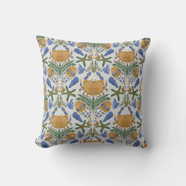 Coastal Coral Throw Pillow (Front)