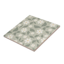 Coastal Cottage Daisy Floral Botanical Muted Sage