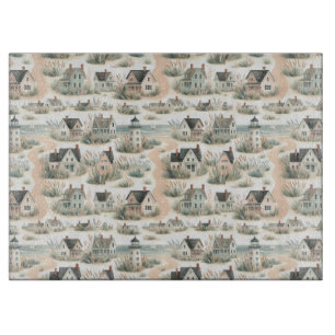 Coastal Cottage Lighthouse Pattern Cutting Board