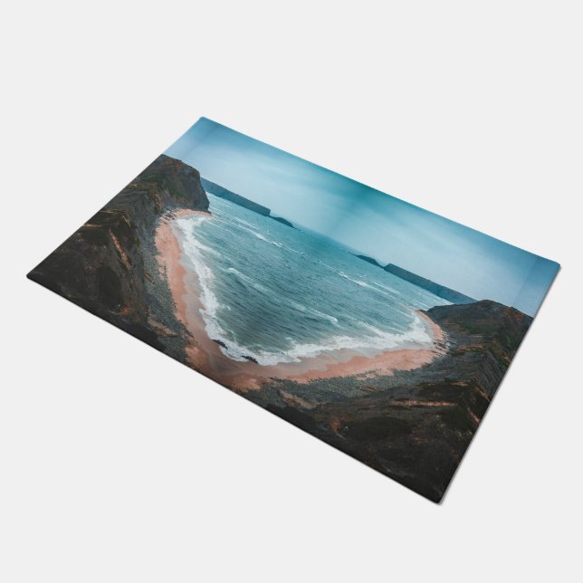 Coastal Cove Beach Landscape Rug (Angled)
