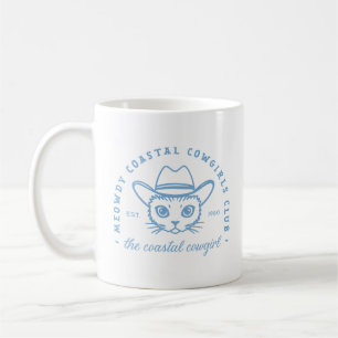 Coastal cowgirl aesthetic east coast cat blue coffee mug