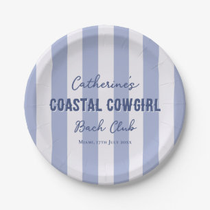 Coastal Cowgirl Bach Club Blue White Stripes Paper Plate
