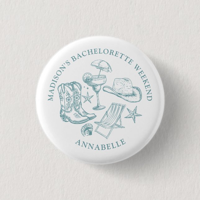 Coastal Cowgirl Bachelorette  3 Cm Round Badge (Front)