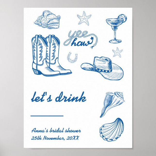 Coastal Cowgirl Bachelorette Bar Sign (Front)