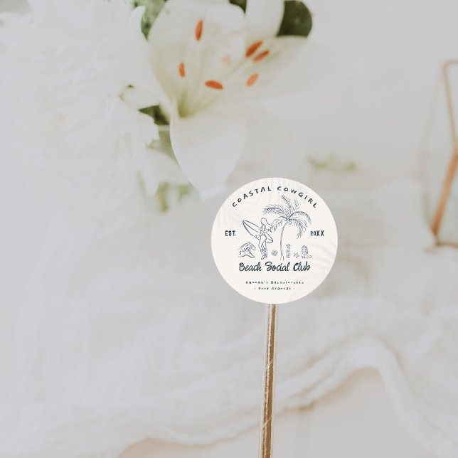 Coastal Cowgirl Bachelorette  Classic Round Sticker (Creator Uploaded)
