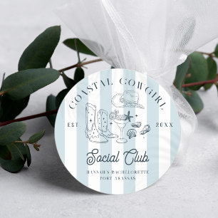 Coastal Cowgirl Bachelorette  Classic Round Sticker