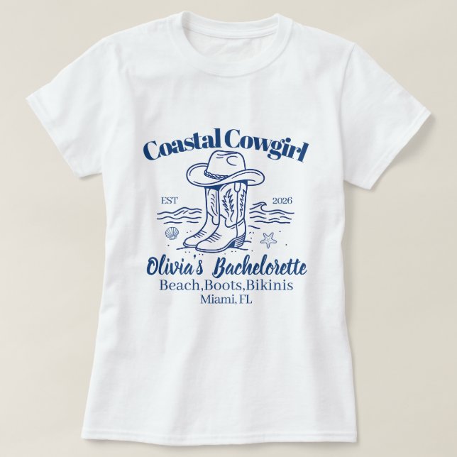 Coastal Cowgirl Bachelorette Party club T-Shirt (Design Front)