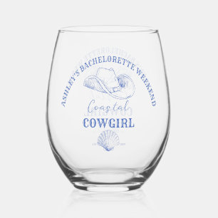 Coastal cowgirl bachelorette party favour gifts stemless wine glass