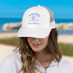 Coastal Cowgirl Bachelorette party favours Trucker Hat<br><div class="desc">Coastal Cowgirl Bachelorette weekend on a coast bachelorette favours personalised printed hat,  bachelorette party personalised favour hat dusty blue marine nautical cowgirl beach dusty blue themed party favours summer hat</div>