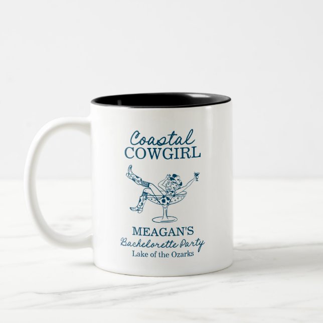 Coastal Cowgirl Bachelorette Party Weekend  Two-Tone Coffee Mug (Left)