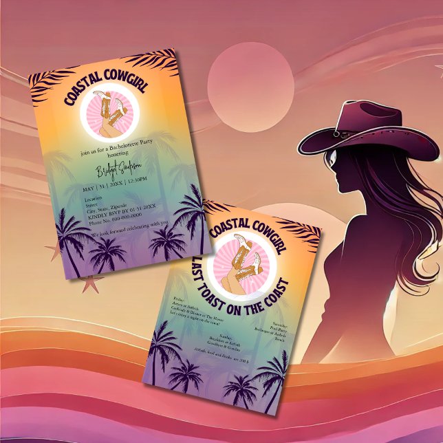 coastal cowgirl bachelorette weekend invitation (Creator Uploaded)