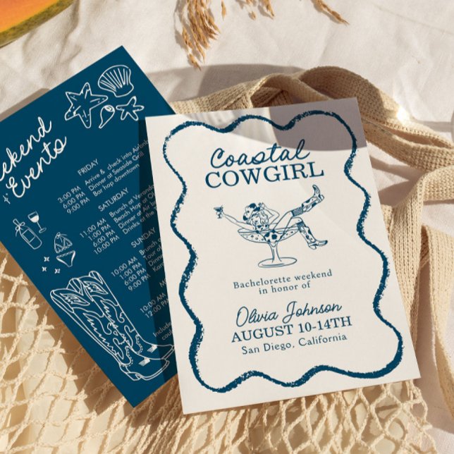 Coastal Cowgirl Bachelorette Weekend Itinerary Invitation (Creator Uploaded)