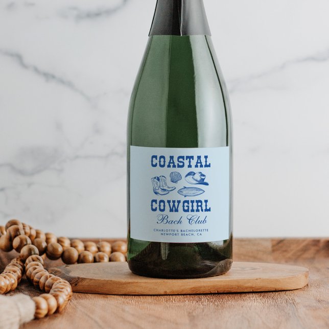 Coastal Cowgirl Bachelorette Weekend Sparkling Wine Label (Creator Uploaded)