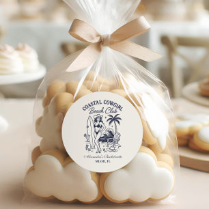 Coastal Cowgirl Beach Club Bachelorette Classic Round Sticker