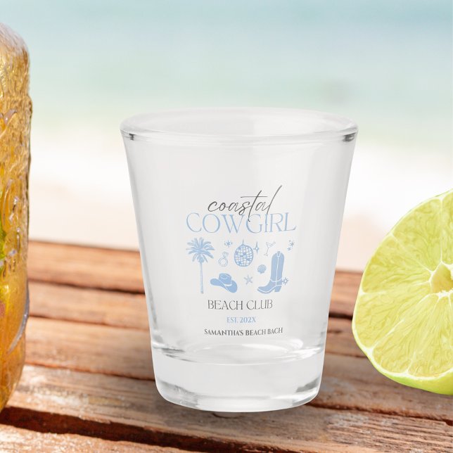 Coastal Cowgirl Beach Club Bachelorette Favours Shot Glass (Coastal Cowgirl Shot Glasses Bachelorette Favors)