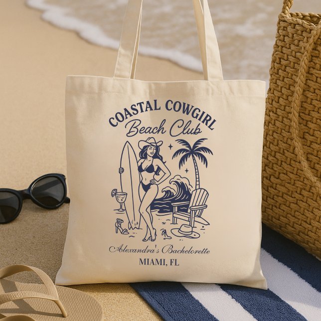 Coastal Cowgirl Beach Club Bachelorette Tote Bag (Creator Uploaded)