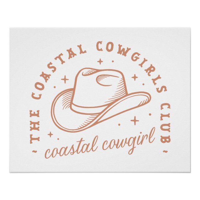 Coastal cowgirl beach club brown aesthetic poster (Front)