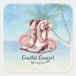 Coastal Cowgirl Beach Western Floral Boots Sticker