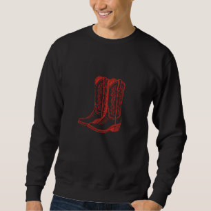 Coastal Cowgirl Beachy Red Cowboy Boots Western Sweatshirt