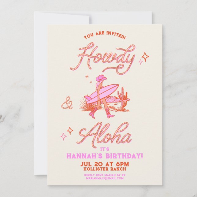 Coastal Cowgirl Birthday Western Beach Party Invitation (Front)