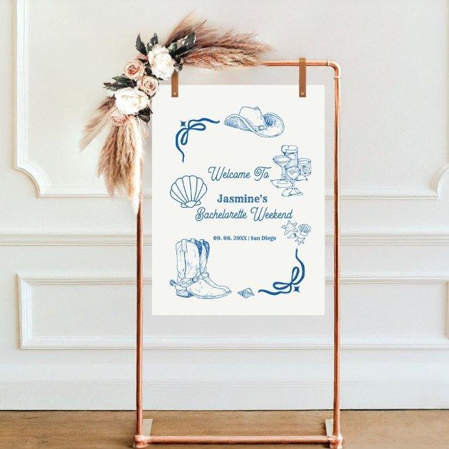 Coastal Cowgirl Blue Hand Written Bachelorette  Poster (Creator Uploaded)