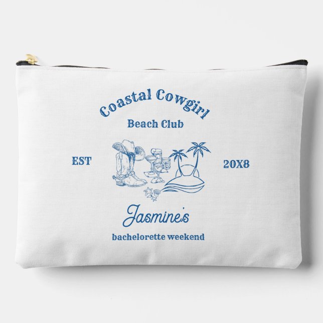 Coastal cowgirl Blue Ocean Bachelorette weekend Accessory Pouch (Front)
