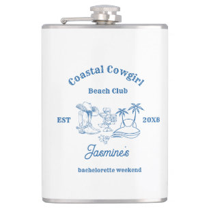 Coastal cowgirl Blue Ocean Bachelorette weekend Hip Flask