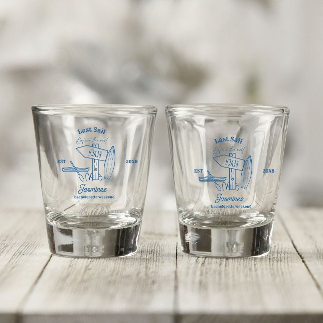Coastal cowgirl Blue Ocean Bachelorette weekend Shot Glass (Creator Uploaded)