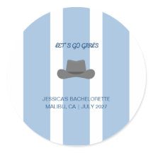 Coastal Cowgirl Blue Stripes Bachelorette Stickers