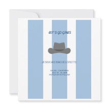 Coastal Cowgirl Blue Stripes Save The Date Card