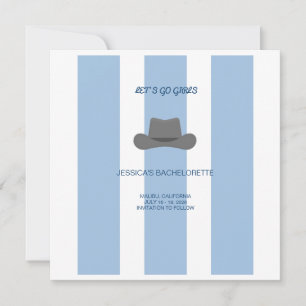 Coastal Cowgirl Blue Stripes Save The Date Card