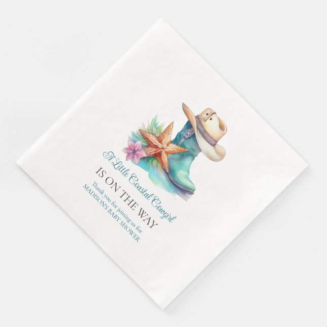 Coastal Cowgirl Boots and Seashells Napkin (Corner)