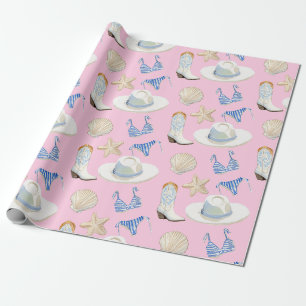 Coastal Cowgirl Boots Pink Gift Wrapping Paper