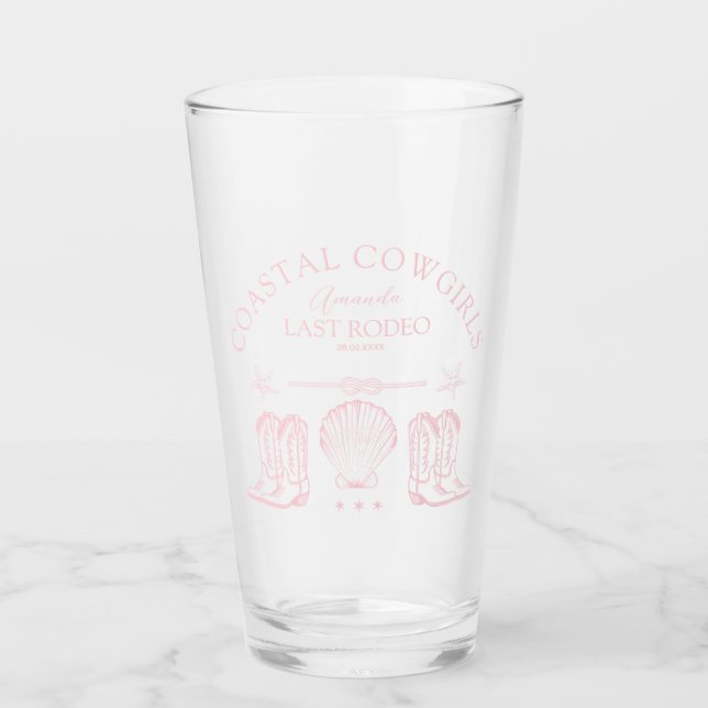 Coastal Cowgirl Boots Western Bachelorette Party Glass (Front)