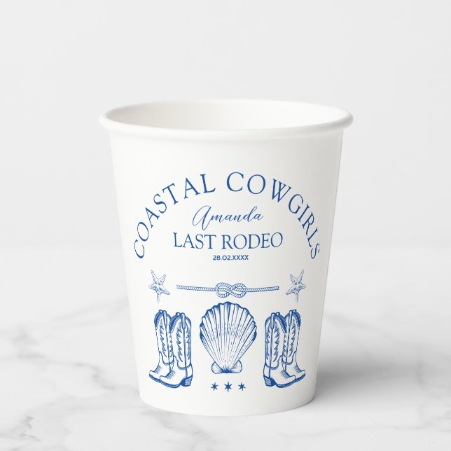 Coastal Cowgirl Boots Western Bachelorette Party Paper Cups (Back)