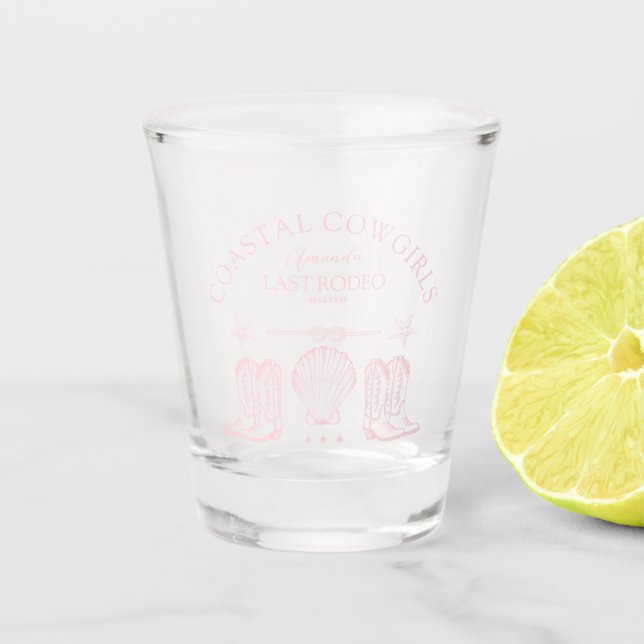 Coastal Cowgirl Boots Western Bachelorette Party Shot Glass (Front)