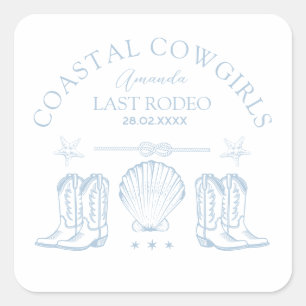 Coastal Cowgirl Boots Western Bachelorette Party Square Sticker