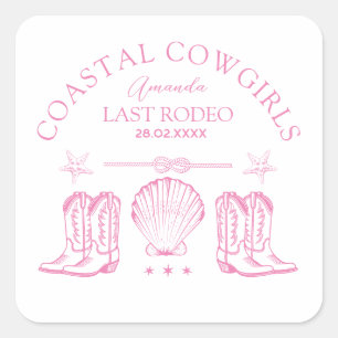 Coastal Cowgirl Boots Western Bachelorette Party Square Sticker
