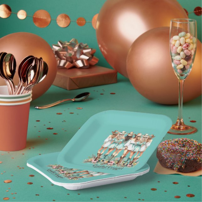 Coastal Cowgirl Bridesmaids 7 Inch Square  Paper Plate (Multi)