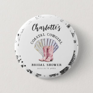 Coastal Cowgirl Elegant Bridal Shower 6 Cm Round Badge