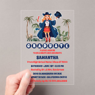 Coastal Cowgirl Graduation Party Acrylic Invitations