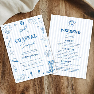 Coastal Cowgirl Hand Drawn Bachelorette Weekend Invitation